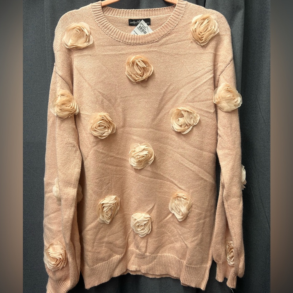 Elegant blush pink Floral Sweater